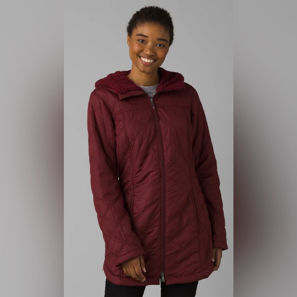 Brand new, with tags! PrAna’s Women’s Esla Coat, size Medium in Camel color.